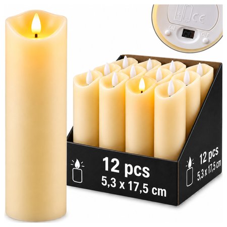 12x Wkład LED do zniczy, efekt płomienia, 17,5 cm