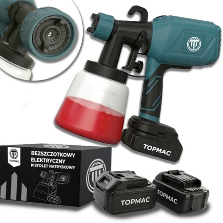 Bezszczotkowy Pistolet Natryskowy do Malowania 800W | Zestaw z 2 Akumulatorami