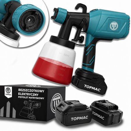 Bezszczotkowy Pistolet Natryskowy do Malowania 800W | Zestaw z 2 Akumulatorami