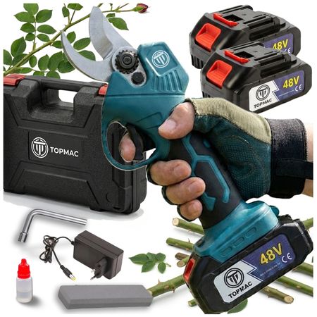 CORDLESS PRUNING SHEARS ELECTRIC BRANCH CUTTERS 30mm SET OF 2x 48V BATTERIES