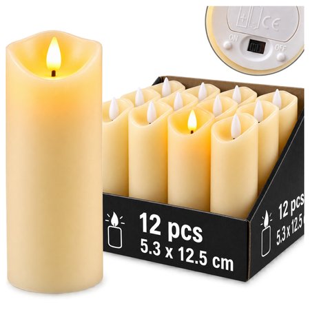 12x Wkład LED do zniczy, efekt płomienia, 12,5 cm