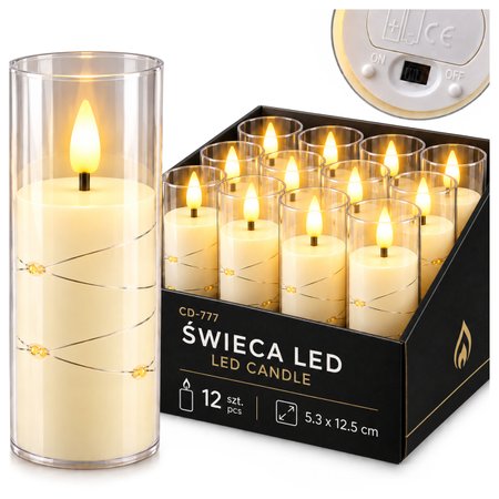 Zestaw 12x świeca elektryczna LED bezpłomieniowa 12,5 cm